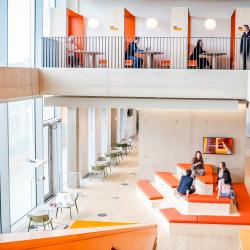A view of the entrance atrium in the University's West Hub building