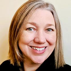 Blond woman smiling 