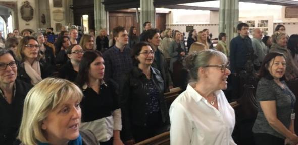 Staff members attending the choir