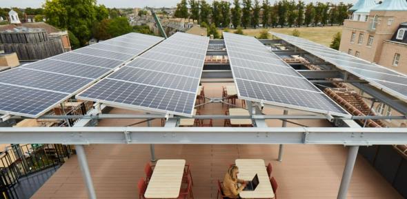 Rooftop terrace with solar panels Entopia rooftop